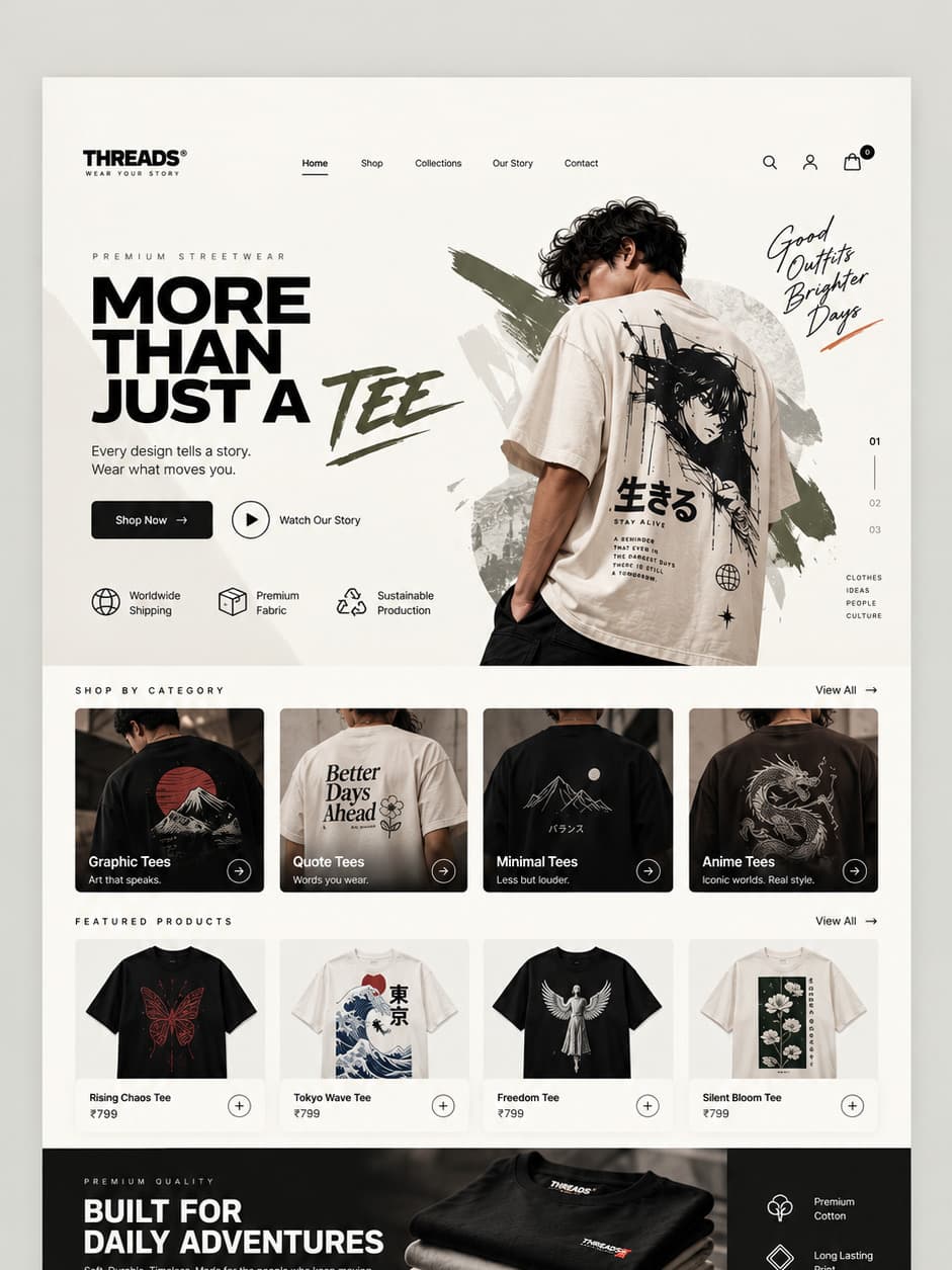 T-shirt Brand website example