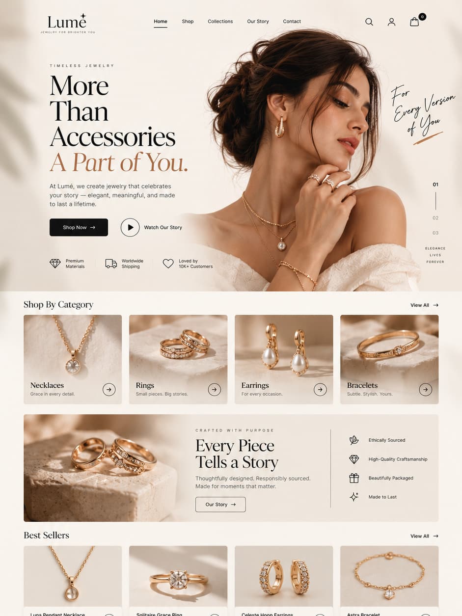 Jewelry brand website example